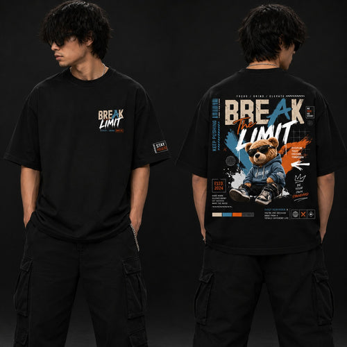 MAVORA Break The Limit black regular-fit T-shirt with bear graphic back print