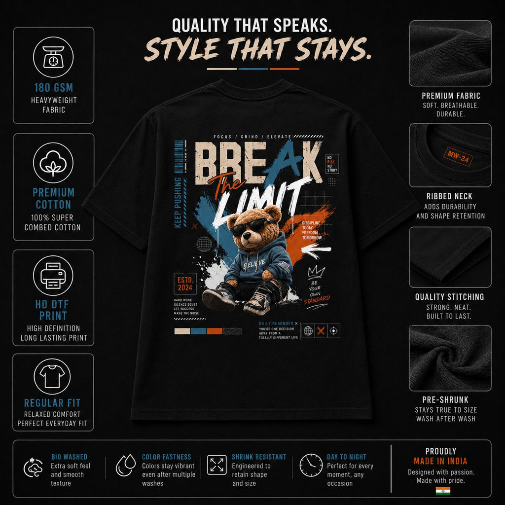 Model wearing MAVORA Break The Limit regular-fit graphic T-shirt
