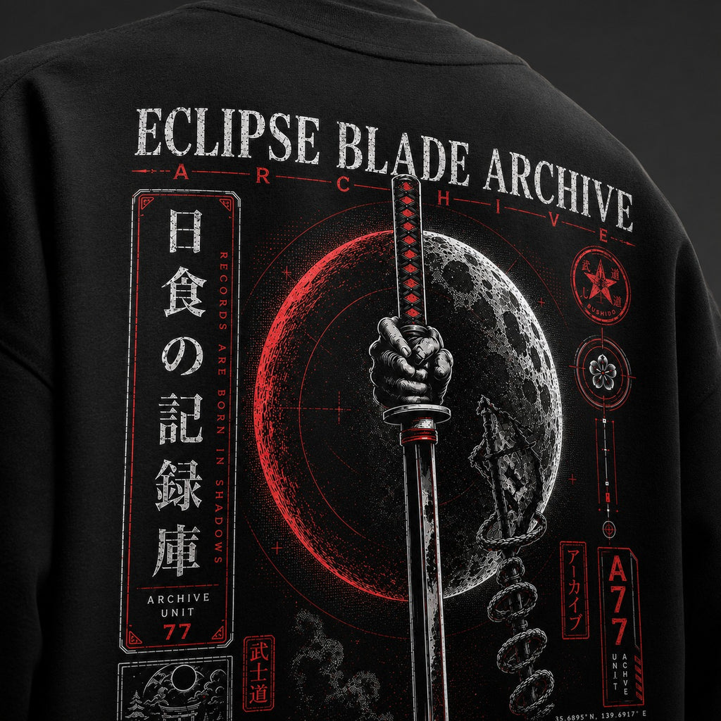 Black shirt with 'Eclipse Blade Archive' design featuring a sword and moon.