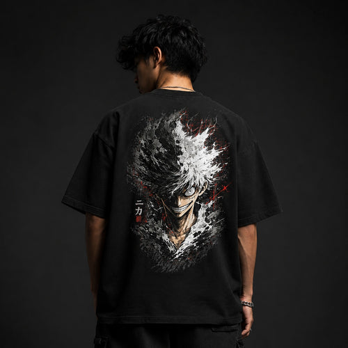 MAVORA Effort Never Die black oversized graphic T-shirt front view