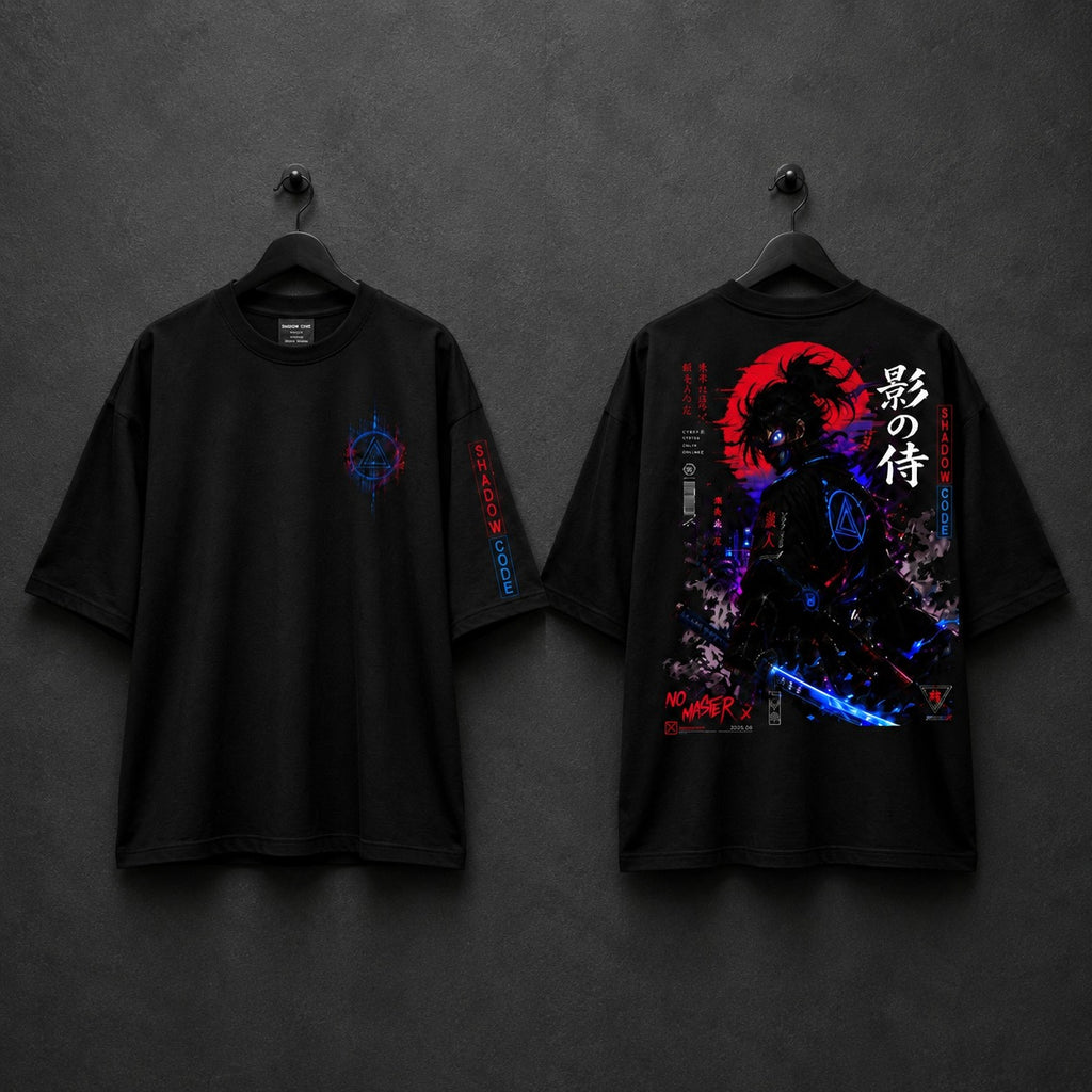 Black t-shirt with colorful graphic design on a dark background