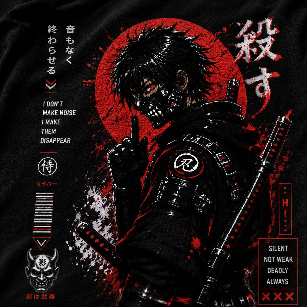 MAVORA Silent Killer black regular-fit T-shirt displayed in flat-lay view